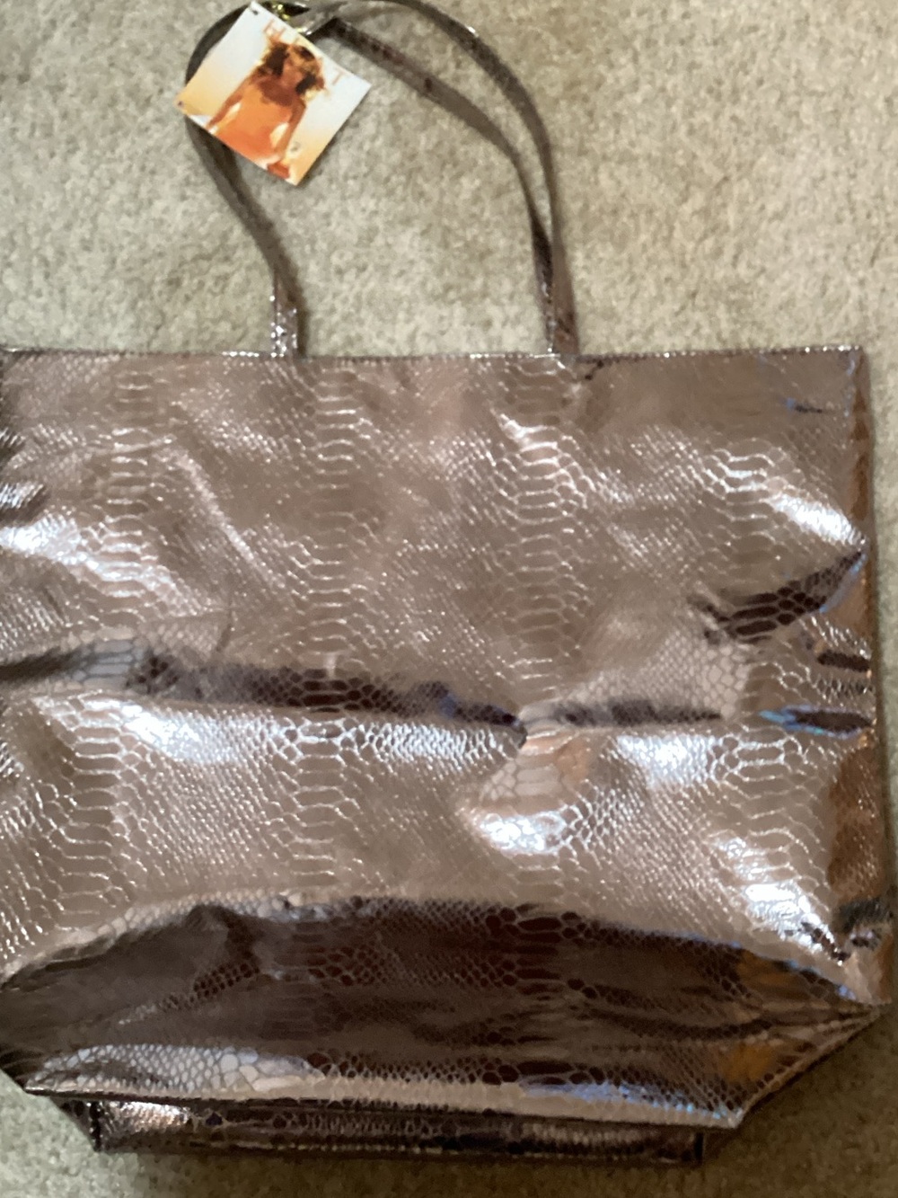 NWT Beyoncé Gold Metallic Shiny Tote Bag with Snake-Texture Finish